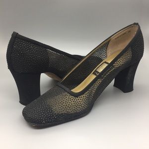 Nina Size 6.5M Black Mesh 2 1/2” Heels